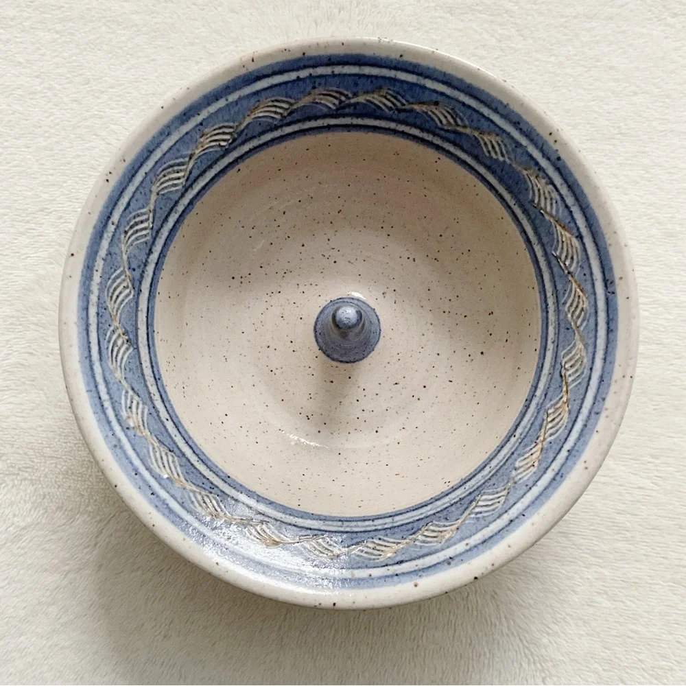 Vintage Studio Pottery Ring Holder Dish Signed Jamestown RI 1990
